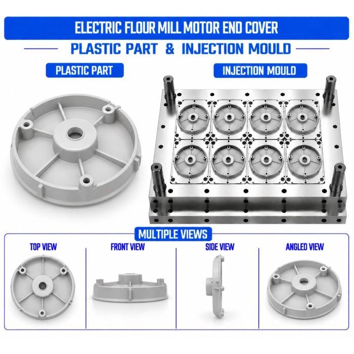 Electric Flour Mill Plastic Motor End Cover Mould and Moulding Service