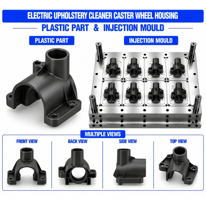 Electric Upholstery Cleaner Plastic Caster Wheel Housing Mould and Moulding Service
