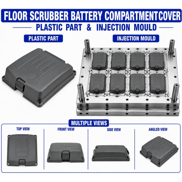 Floor Scrubber Plastic Battery Compartment Cover Mould and Moulding Service Floor Scrubber Plastic Battery Compartment Cover Mould and Moulding Service