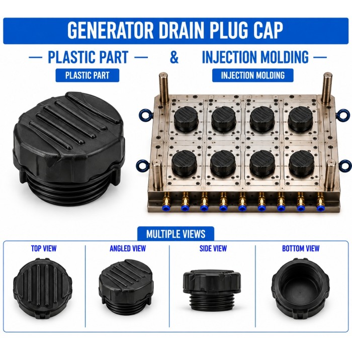 Generator Plastic Drain Plug Cap Mould and Moulding Service