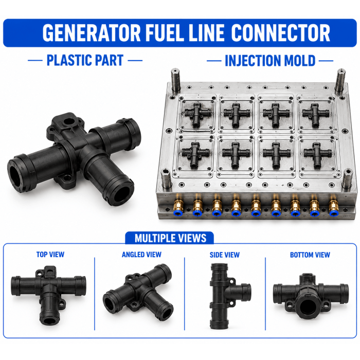 Generator Plastic Fuel Line Connector Mould and Moulding Service