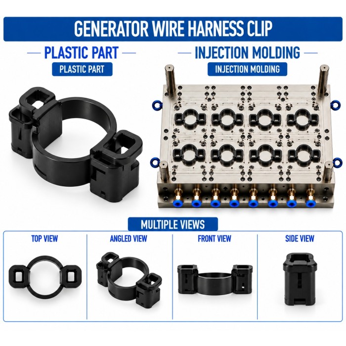 Generator Plastic Wire Harness Clip Mould and Moulding Service