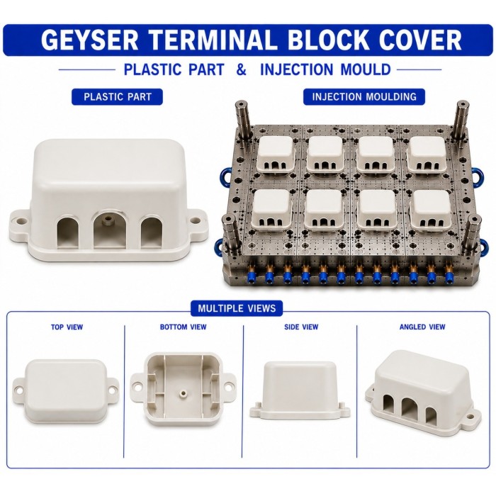 Geyser Plastic Terminal Block Cover Mould and Moulding Service Geyser Plastic Terminal Block Cover Mould and Moulding Service