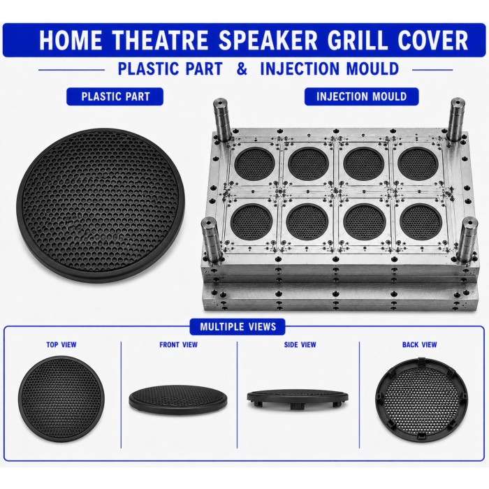 Home Theatre Plastic Speaker Grill Cover Mould and Moulding Service