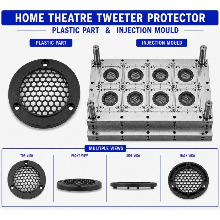 Home Theatre Plastic Tweeter Protector Mould and Moulding Service