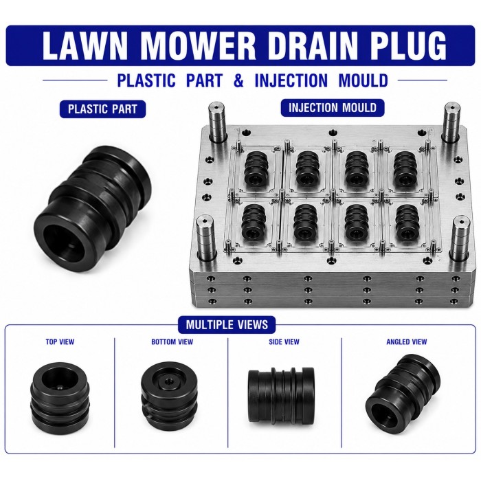 Lawn Mower Plastic Drain Plug Mould and Moulding Services