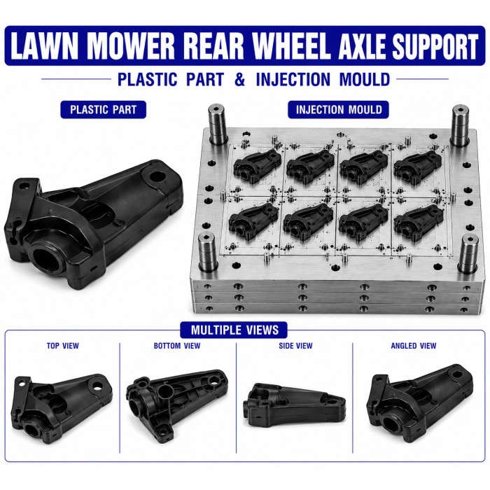 Lawn Mower Plastic Rear Wheel Axle Support Mould and Moulding Services