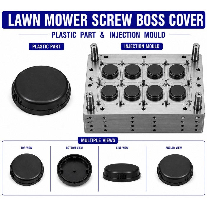 Lawn Mower Plastic Screw Boss Cover Mould and Moulding Services