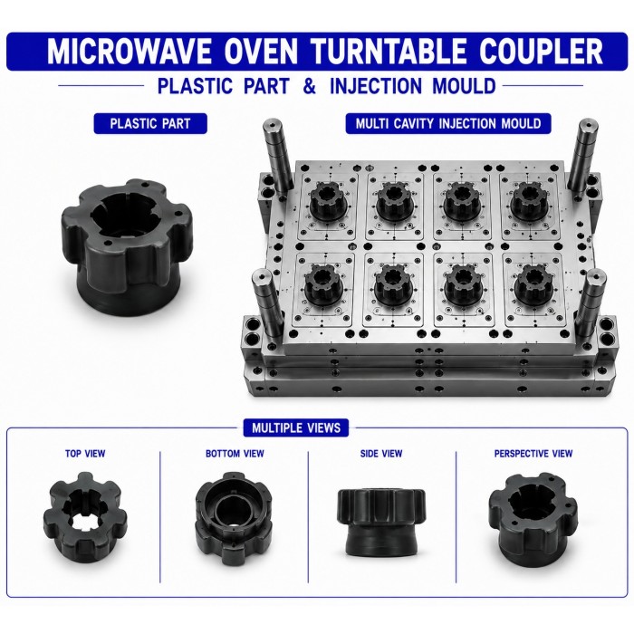 Microwave Oven Plastic Turntable Coupler Mould and Moulding Services Microwave Oven Plastic Turntable Coupler Mould and Moulding Services
