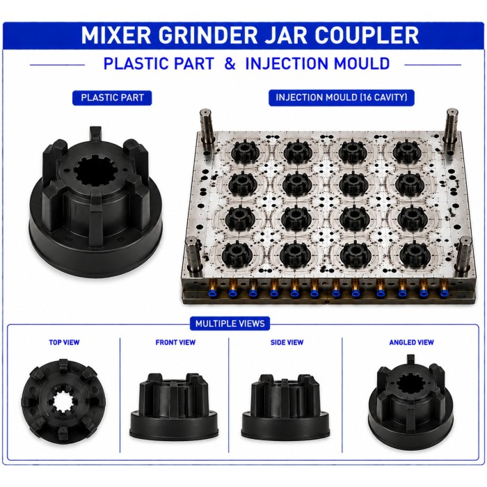 Mixer Grinder Plastic Jar Coupler Mould and Moulding Service Mixer Grinder Plastic Jar Coupler Mould and Moulding Service