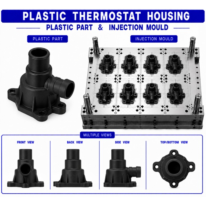 Plastic Thermostat Housing Mould and Moulding Service Plastic Thermostat Housing Mould and Moulding Service