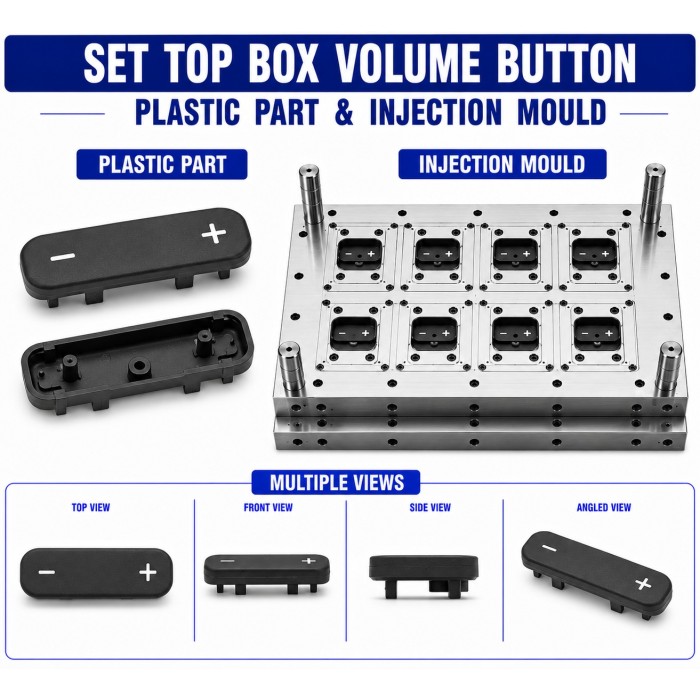 Set Top Box Plastic Volume Buton Mould and Moulding Service