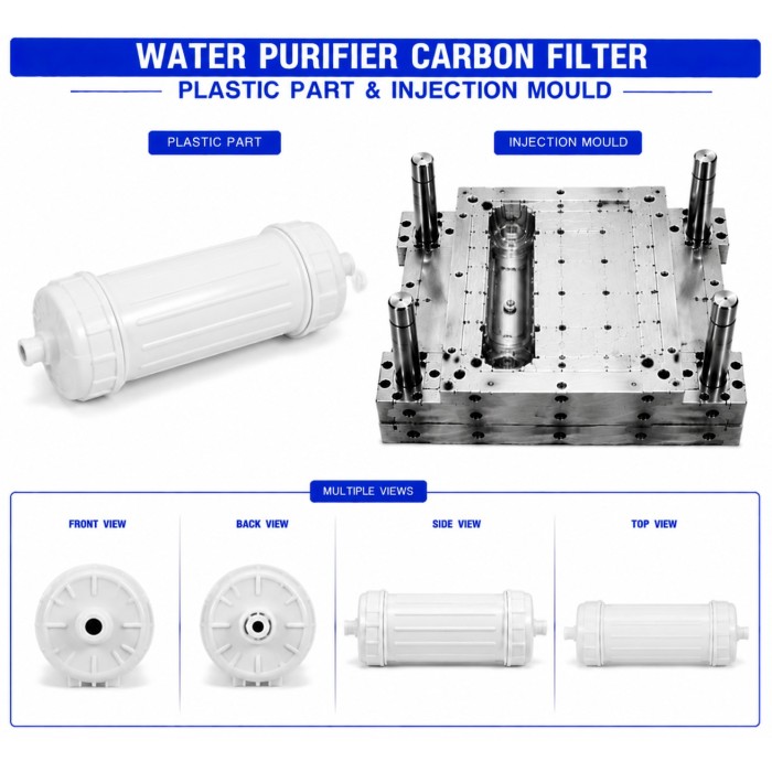 Water Purifier Plastic Carbon Filter 