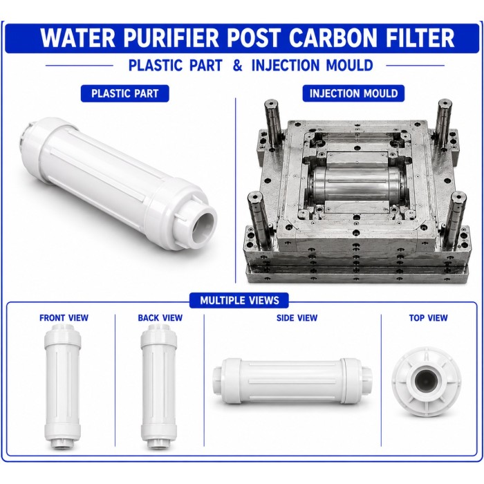Water Purifier Plastic Post Carbon Filter 